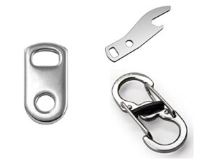keysmart compact key holder add-on accessory - stainless steel loop piece bundle with bottle opener and stainless steel quick disconnect clip