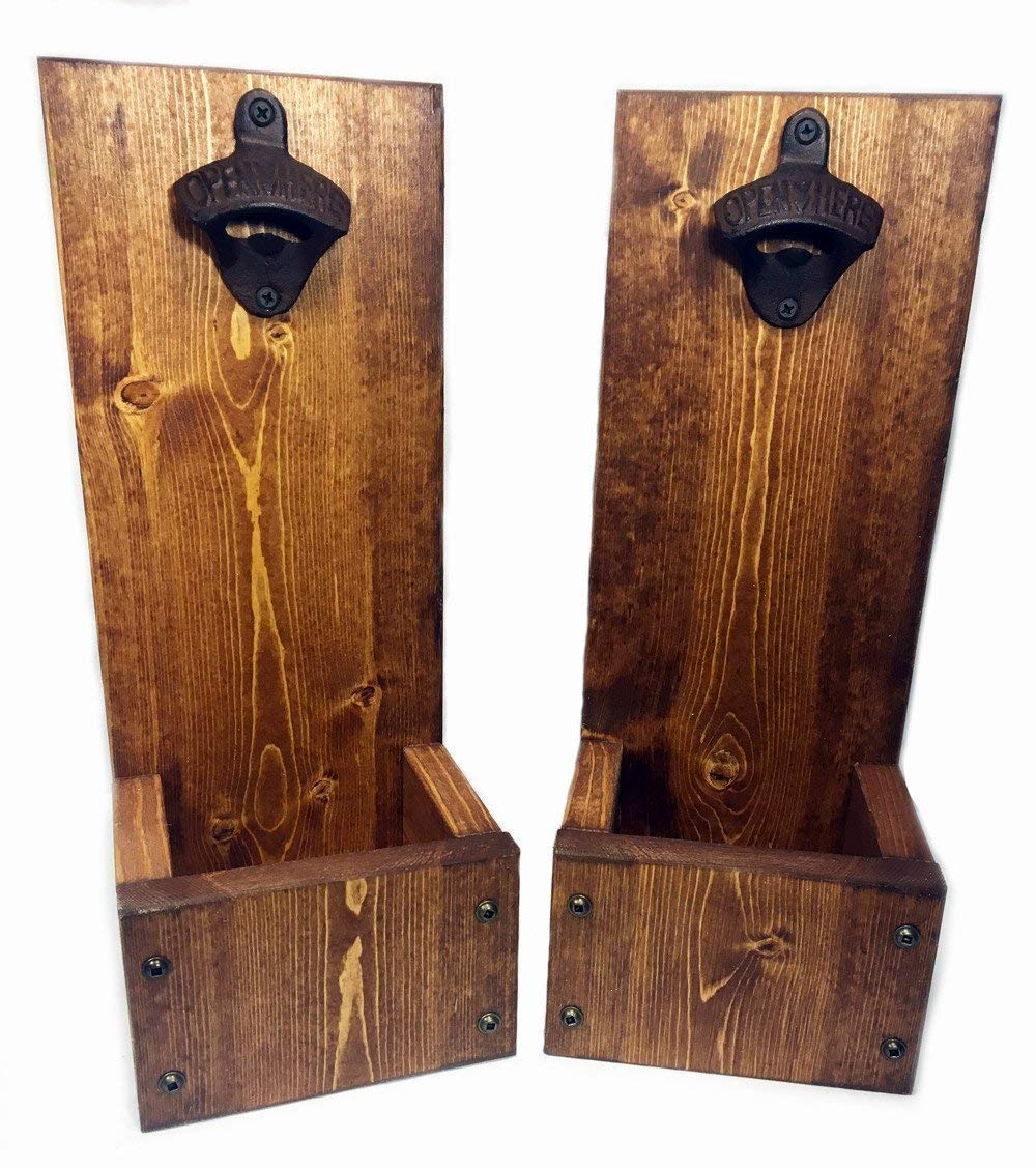 Go Ahead Take Your Top Off Drop Box Bottle Opener with Cap Catcher Solid Wood- Wall Mount or Freestanding - Groomsmen, Wedding and Anniversary gift