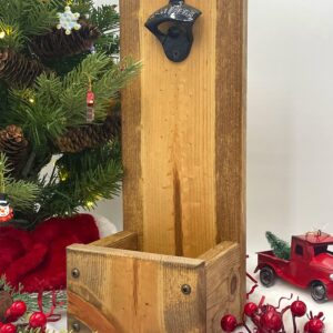 Go Ahead Take Your Top Off Drop Box Bottle Opener with Cap Catcher Solid Wood- Wall Mount or Freestanding - Groomsmen, Wedding and Anniversary gift