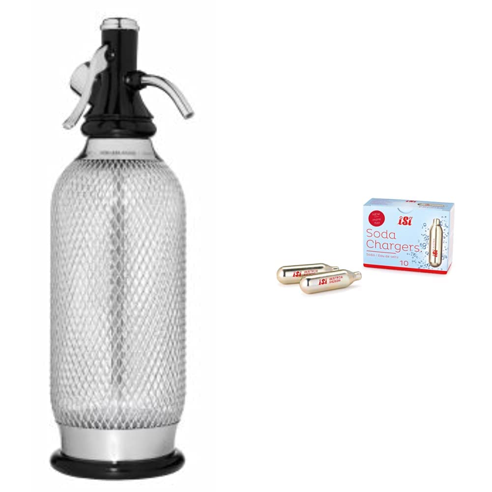 iSi North America Soda Siphon Classic Mesh Sodamaker and CO2 Soda Chargers | Make Carbonated Beverages