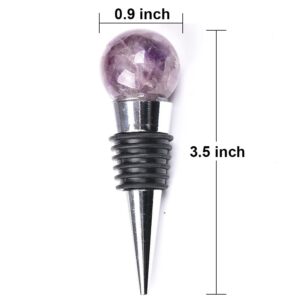JIC Gem Amethyst Wine Stoppers, Decorative Crystal Wine Bottle Stoppers for Wedding, Holiday Party, Gift & Decoration 1pc