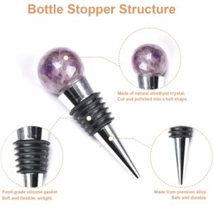 JIC Gem Amethyst Wine Stoppers, Decorative Crystal Wine Bottle Stoppers for Wedding, Holiday Party, Gift & Decoration 1pc