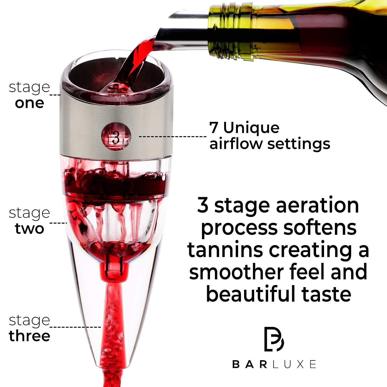 Wine Aerator, Wine Pourer - Best Wine Gifts for Women or Men - Instantly Aerate & Enhance Taste - Red Wine Aerator Decanter Set with Bonus Wine Pourer Disc & eBook 'Aerating Tips & Wine Accessories'