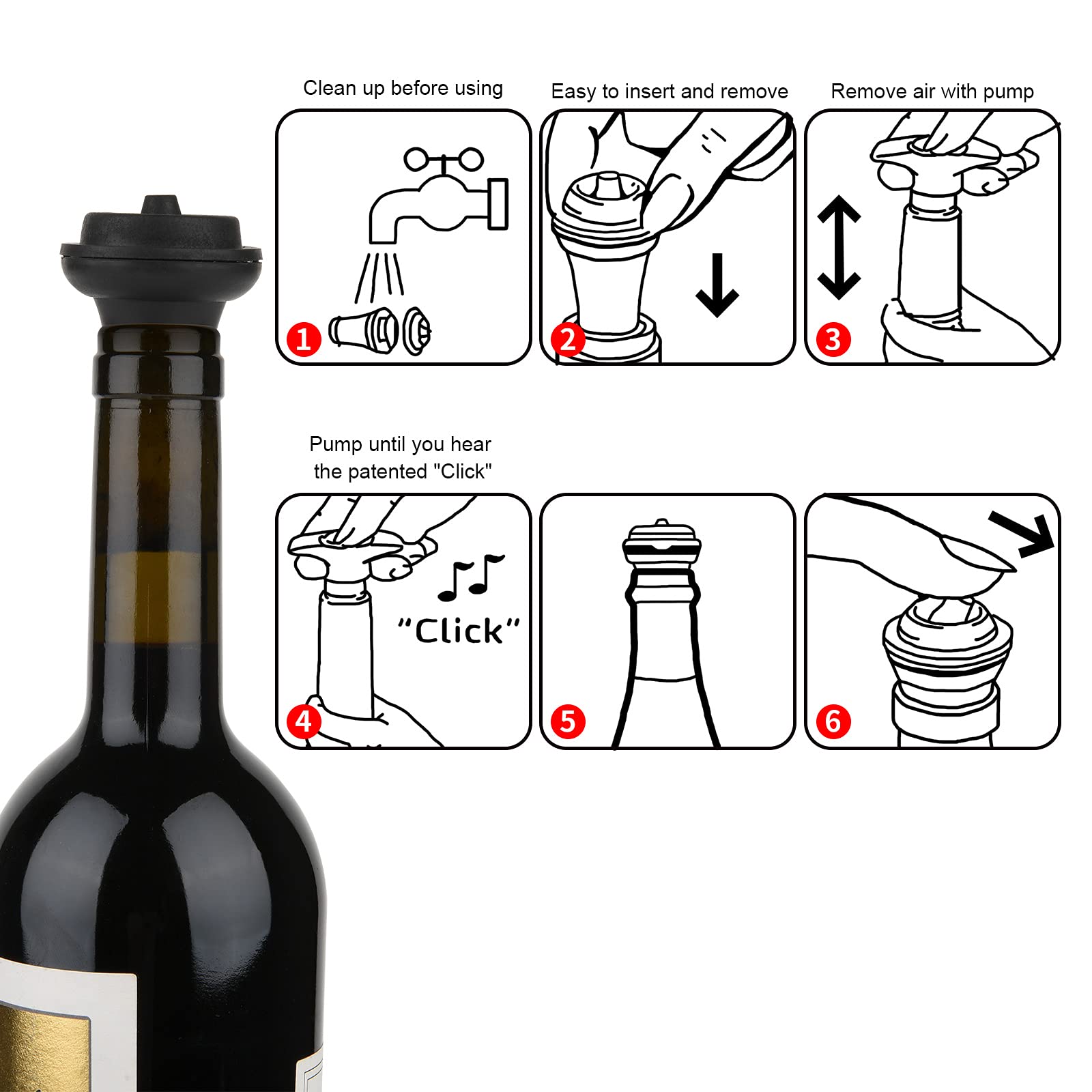 Cosmos 12PCS Air Tight Wine Bottle Stoppers Rubber Plug Reusable Wine Cork Wine Beverage Bottle Seal Caps in Bar Kitchen