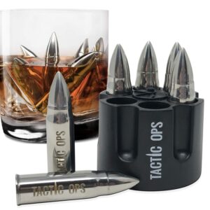 bullet shaped bourbon stones - made of stainless steel - super cold! xl 2.5" - 6-pack whiskey rocks - metal ice stone cubes chillers scotch - valentine's day gift for him