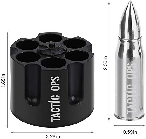 Bullet Shaped Bourbon Stones - Made of Stainless Steel - SUPER COLD! XL 2.5" - 6-Pack Whiskey Rocks - Metal Ice Stone Cubes Chillers Scotch - Valentine's Day gift for him