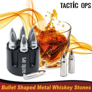 Bullet Shaped Bourbon Stones - Made of Stainless Steel - SUPER COLD! XL 2.5" - 6-Pack Whiskey Rocks - Metal Ice Stone Cubes Chillers Scotch - Valentine's Day gift for him