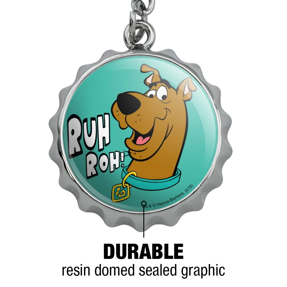 Scooby-Doo Ruh Roh Keychain Chrome Plated Metal Pop Cap Bottle Opener