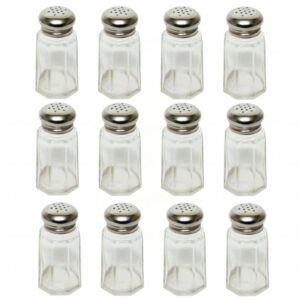 truecraftware-set of 12 paneled spices shaker 1-1/4 oz. stainless steel cap- paneled design spice shakers salt & pepper shakers spice jars table decor and accessories counter for kitchen restaurants