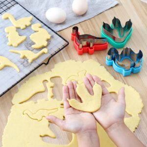 MUYIYAMEI 8pcs Dinosaur Cookie Cutter Set - Stainless steel Sandwich Cookie Food Cutter Molds, Kitchen Baking, Cookies, Sandwiches, Children's Dinosaur Themed Birthday Party.