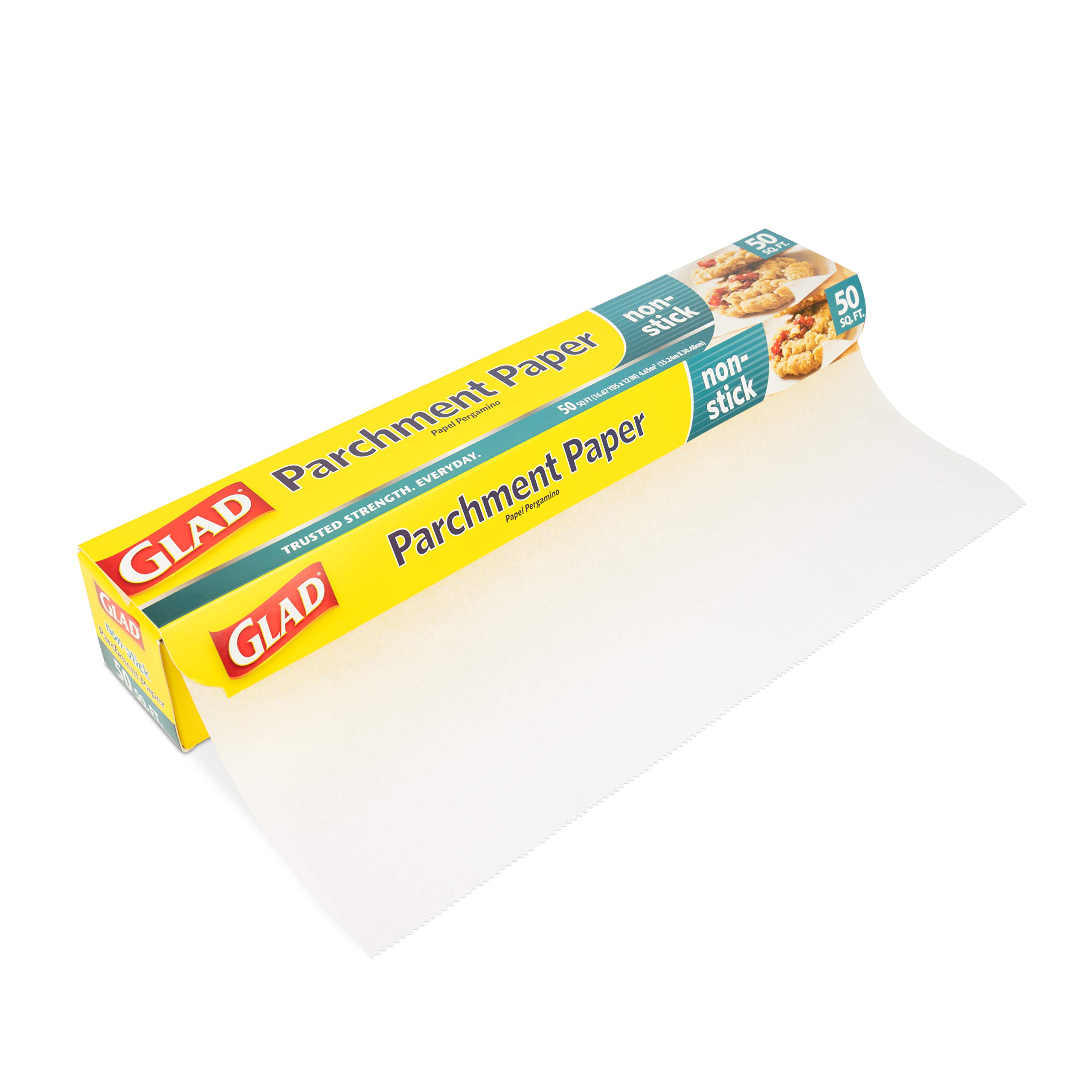 Glad Parchment Paper for Baking | Rolled Parchment Paper for Baking and Food Storage | 50 Square Feet White Parchment Baking Paper from Glad for Everyday Use