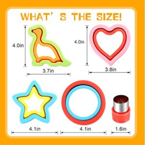 FIRETREESILVERFLOWER Sandwich Cutter and Sealer,Bread Sandwich Decruster Maker Fruit Vegetable Cookie Cutters for Kids Bento Box,Heart,Star,Dinosaur,Circle Shapes Sandwich and Cookie Cutters.