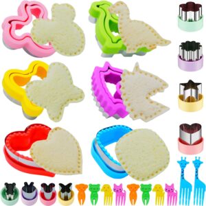 banic 24pcs sandwich cutter and sealer set, uncrustables maker, crustless sandwich cutter shapes set butterfly unicorn dino ect, lunch & bento box accessories,bread fruit cookie cutters for kids