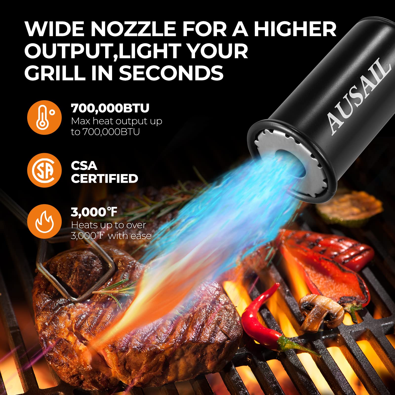 Kitchen Torch,Cooking Propane Blow Torch Lighter,700,000BTU Flamethrower Fire Gun,Food Culinary Torch with Safety Lock,Campfire Starter Grill Torch,BBQ Torch for Steak & Creme Brulee