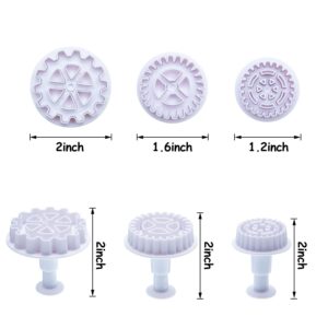 6 Pieces Gear Cookie Cutters Steampunk Fondant Molds Cogs Mold Clock Wheel Mold Fondant Cake Mold Plunger Cutter for Cupcake Decoration Gingerbread Cookie Polymer Clay Crafting Project