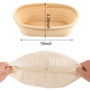 6 Pieces 10 Inch Oval Bread Banneton Proofing Basket Liner Cloth Cover Natural Rattan Baking Dough Banneton Proofing Sourdough Basket Cloth Liner Bread Baking Supplies