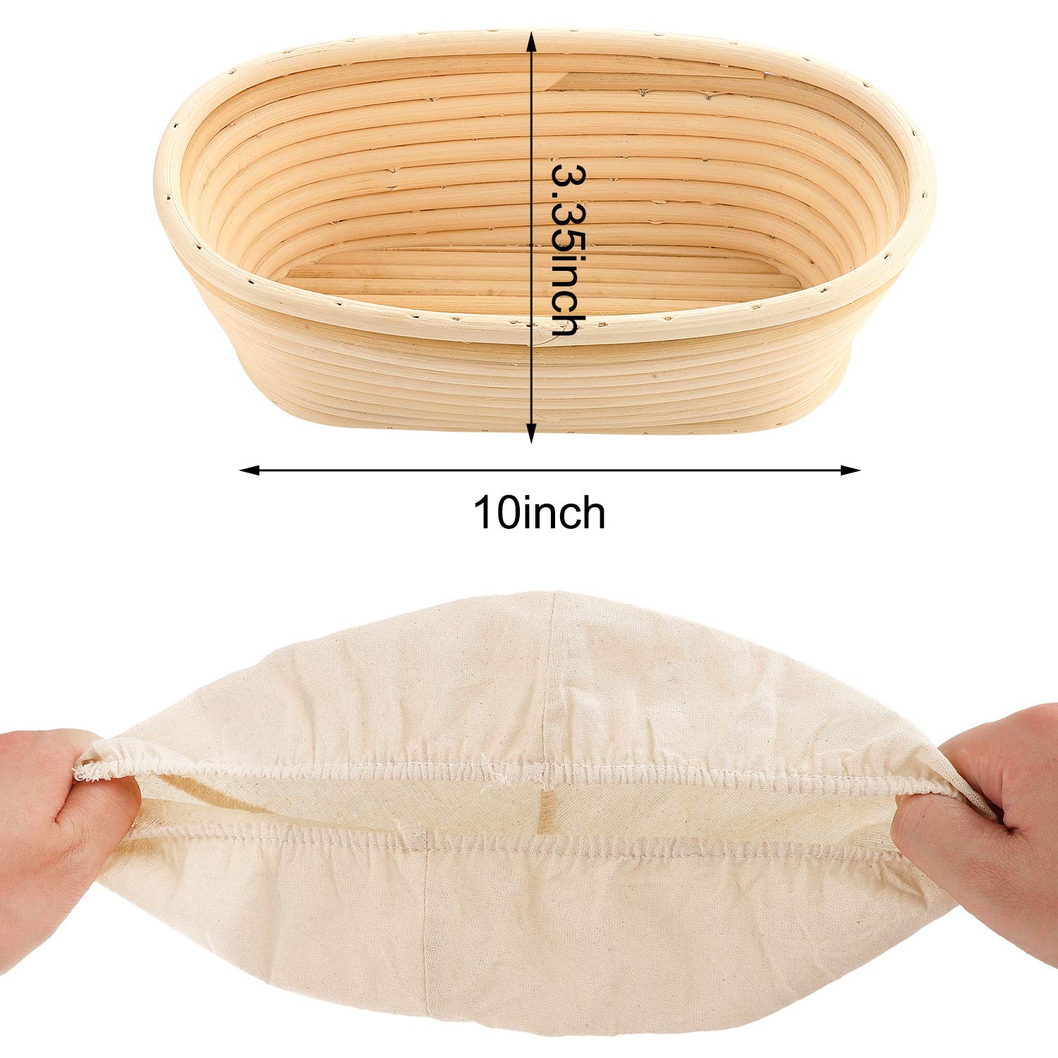 6 Pieces 10 Inch Oval Bread Banneton Proofing Basket Liner Cloth Cover Natural Rattan Baking Dough Banneton Proofing Sourdough Basket Cloth Liner Bread Baking Supplies