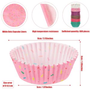 600 Pieces Christmas Candyland Party Cupcake Liners Colorful Paper Baking Cups Cupcake Wrappers Wraps Muffin Case Trays for Christmas Candyland Donut Party Decorations (Delicate Color)