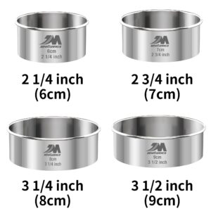 M JNGMEI 4 Pieces Stainless Steel Cookie Cutter Set 2.25inch, 2.75inch, 3.25inch,3.5inch Biscuit Plain Edge Round Cutters Sizes Shape Molds GIFT PACKAGE