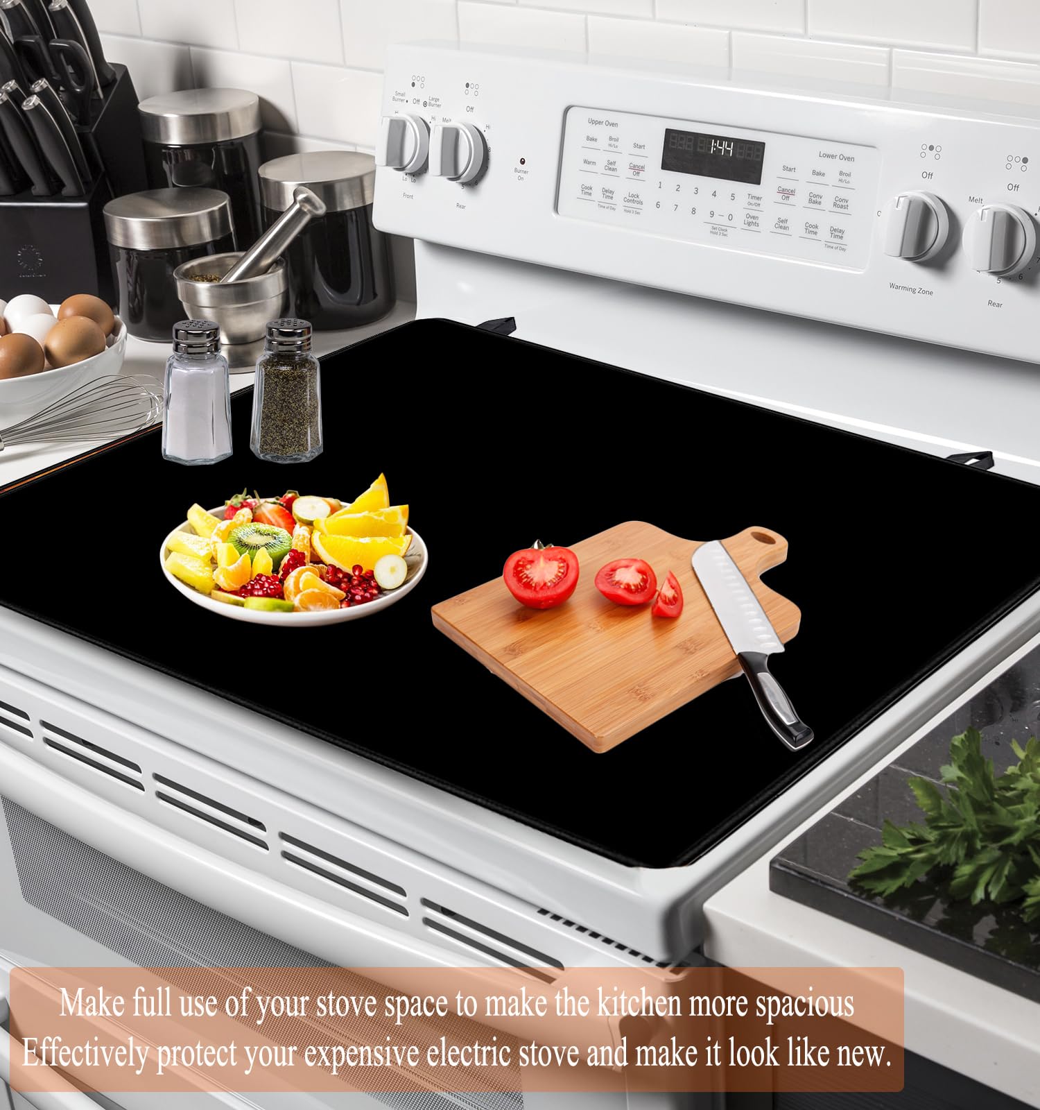 Stove Top Covers, Extra Large Stove Top Cover for Electric, Anti-Slip Waterproof Flat Top Oven Cover Mat Electric Cooktop Cover Protector,Ceramic Glass Stove Top Protector Mat 28.5" X 20.5" Black