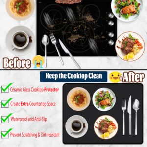 Stove Top Covers, Extra Large Stove Top Cover for Electric, Anti-Slip Waterproof Flat Top Oven Cover Mat Electric Cooktop Cover Protector,Ceramic Glass Stove Top Protector Mat 28.5" X 20.5" Black