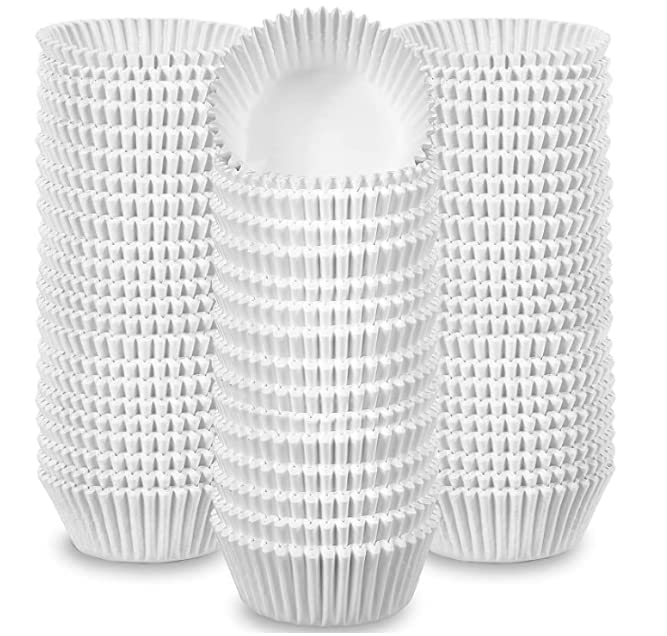 500 Jumbo Cupcake Muffin Liners 2 1/4" X 1 7/8" | Large Tall White Fluted Baking Cups Cupcake Liners