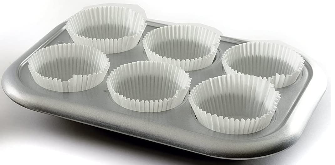 500 Jumbo Cupcake Muffin Liners 2 1/4" X 1 7/8" | Large Tall White Fluted Baking Cups Cupcake Liners