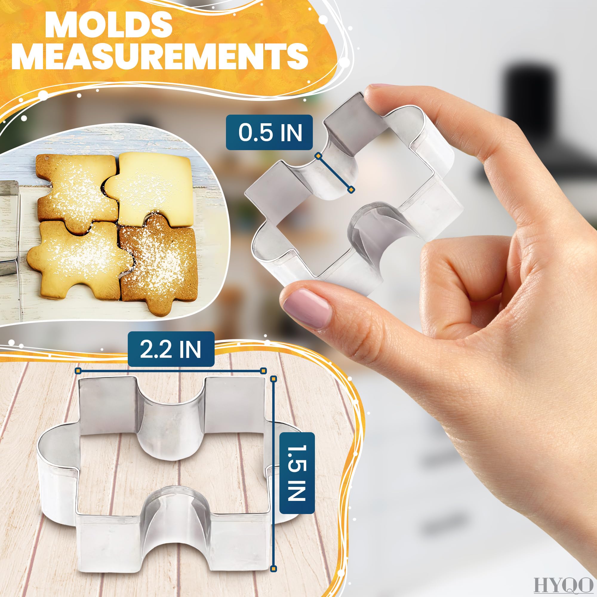 4Pcs Puzzle Cookie Cutter Set - Puzzle Piece Fondant Cutter Stainless Steel Clay Cutters Fondant Biscuit Cutters Tool for Baking Cutting Shapes - Small Cookie Cutters for Baking Birthday Decoration