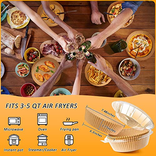 Air Fryer Liners 100PC, Disposable Air Fryer Paper Liners, Small Paper Liners for Air Fryer Basket, Non-stick, Water Oil-proof, Bowl-Shape Liner for Microwave, Non-Stick Air Fryer Liners Round 6.3Inch