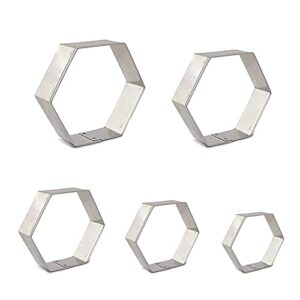 5 pieces assorted sizes hexagon shapes biscuits cookie cutter set for biscuits cake and sandwiches shapes