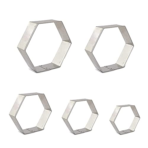 5 Pieces Assorted Sizes Hexagon Shapes Biscuits Cookie Cutter Set for Biscuits Cake and Sandwiches Shapes