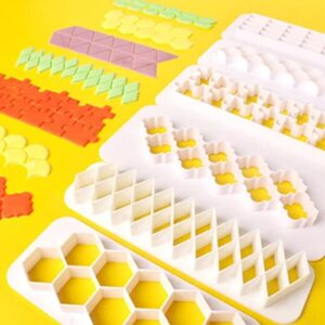 12 Pcs Cake Fondant Cutter, Fish Scale Fondant Cutters 4 Size Geometric Biscuit Cutters Cake Decorating Cookie Cutter Cake Border Decorating Tool for Square & Hexagon Cookie Cutters