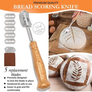 Banneton Bread Proofing Basket set-A complete Sourdough Proofing Basket kit of 9 Inch Round and 10 Inch Oval Bread Baskets with Cloth Liners Dough Scrapers Dough Whisk Bread Lame and Cleaning Brush