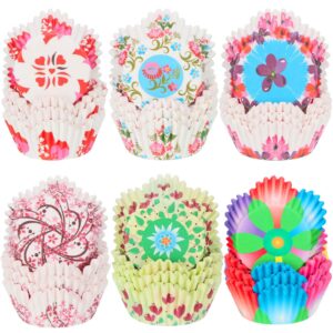 600 pieces colorful flowers cupcake liners heart cupcake baking cups petal shaped wrappers muffin case trays for birthday party decoration