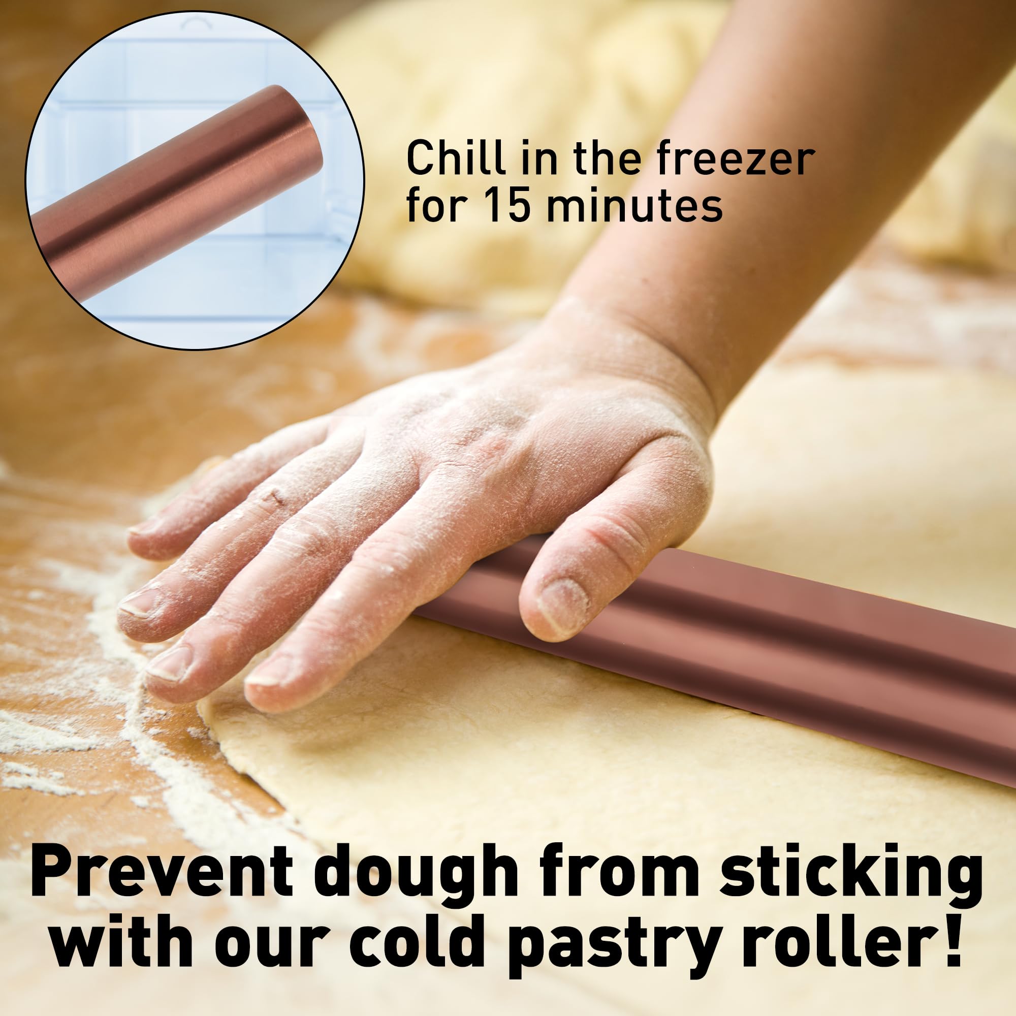 Zulay Kitchen 15.9 inch Professional Stainless Steel Rolling Pin - Lightweight Metal French Rolling Pin - Perfect for Baking, Fondant, Pizza Dough Roller, Dumpling