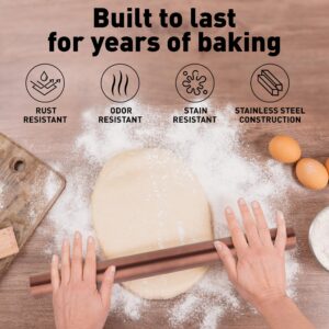 Zulay Kitchen 15.9 inch Professional Stainless Steel Rolling Pin - Lightweight Metal French Rolling Pin - Perfect for Baking, Fondant, Pizza Dough Roller, Dumpling