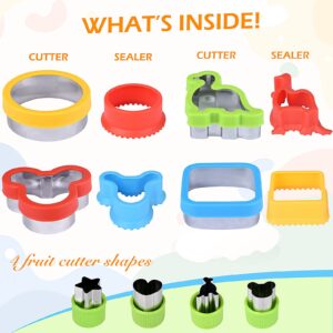 Hhyn Sandwich Cutter and Sealer - Uncrustables Maker Dinosaur Mickey Circle Square Shape Cookie Cutters Bread Decruster Pancake Maker DIY Sandwich Cutter for Kids - Vegetable Fruit Cutter Set