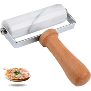 tianman small marble rolling pin pizza roller, marble pastry roller non-stick t-type, for cake baking tortilla fudge pizza cookies and other kitchen baking cooking (type 1 white).