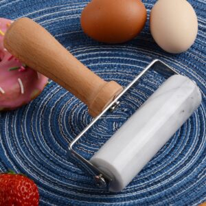 Tianman Small Marble Rolling Pin Pizza Roller, Marble Pastry Roller Non-Stick T-Type, For Cake Baking Tortilla Fudge Pizza Cookies and Other Kitchen Baking Cooking (Type 1 White).