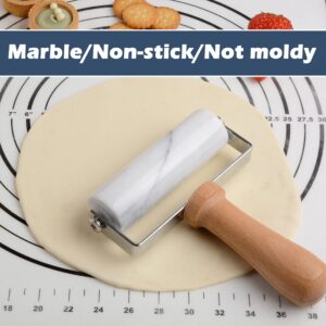 Tianman Small Marble Rolling Pin Pizza Roller, Marble Pastry Roller Non-Stick T-Type, For Cake Baking Tortilla Fudge Pizza Cookies and Other Kitchen Baking Cooking (Type 1 White).