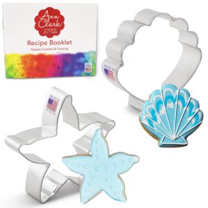 summer beach cookie cutters 2-pc. set made in usa by ann clark, starfish and seashell