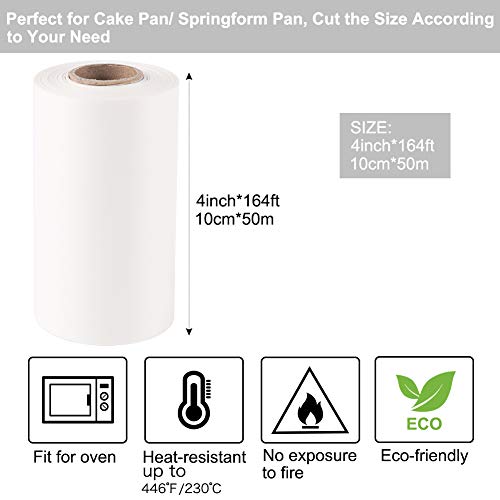 Cake Pan Liner, Nonstick Cake Pan Side Liner/Baking Parchment Paper Liner Roll for Cake Pan, Springform Pan (4in x 164ft)