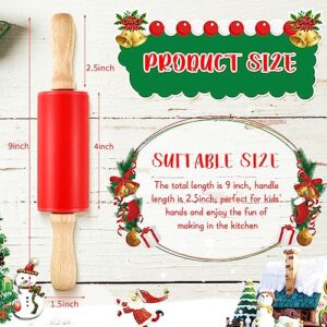 10 Pcs Small Rolling Pin Kids 9 Inch Mini Rolling Pin Silicone Wooden Rolling Pins Baking 5 Colors Non Stick Kids Rolling Pin with Wooden Handle for Kitchen Dough Cookie Pastry Fondant Cake