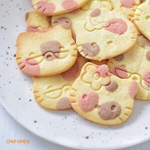 CHEFMADE Hello Kitty Cookie Cutter, 2-Inch 4Pcs Cute Cat-Shaped Plastic Biscuit Pastry Decorating Mold with Handle for Bakeware Tool (Pink)