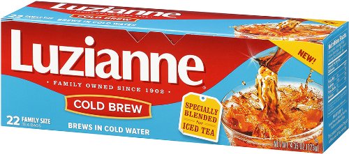 Luzianne Cold Brew Black Tea Bags, Family Size, Unsweetened, 22 Count Box, Specially Blended for Cold Brew in Water, Clear & Refreshing Home Brewed Southern Iced Tea