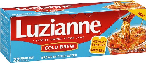 Luzianne Cold Brew Black Tea Bags, Family Size, Unsweetened, 22 Count Box, Specially Blended for Cold Brew in Water, Clear & Refreshing Home Brewed Southern Iced Tea