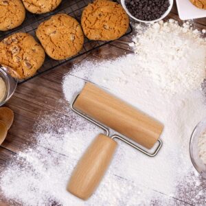 Whaline Wood Pastry Pizza Roller 2 Pieces Non Stick Wooden Rolling Pin for Home, Kitchen Baking Cooking Easy to Handle (T-Maple and H-Maple)