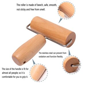 Whaline Wood Pastry Pizza Roller 2 Pieces Non Stick Wooden Rolling Pin for Home, Kitchen Baking Cooking Easy to Handle (T-Maple and H-Maple)