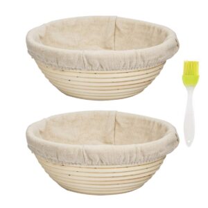2pcs 7" banneton proofing basket round bread brotform with liner eco-friendly natural rattan for professional & home bakers
