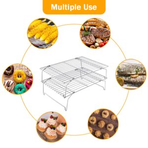 TeamFar Cooling Rack, 5-Tiers Stainless Steel Baking Cooling Wire Rack for Baking Roasting Cooking, Healthy & Firmly Weld, Stackable & Collapsible, Dishwasher Safe, 15”x10”